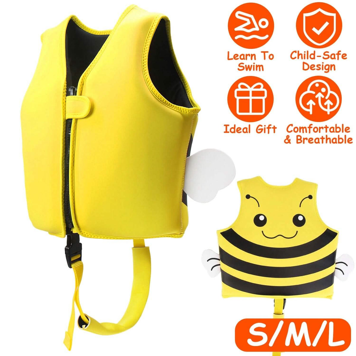 Swim Vest for Kids Float Jacket with Adjustable Crotch Strap - A-1 Thread Vault
