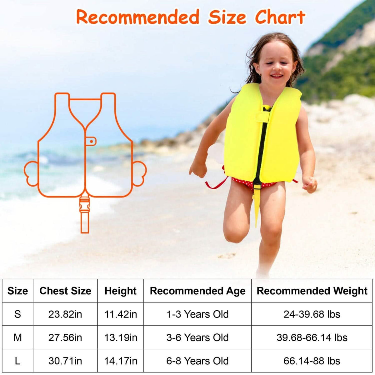 Swim Vest for Kids Float Jacket with Adjustable Crotch Strap - A-1 Thread Vault