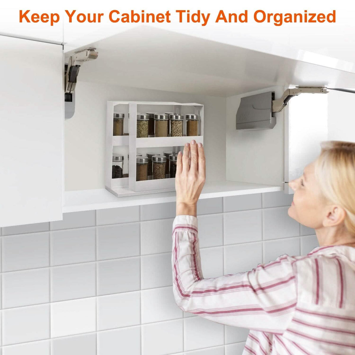 Swivel Cabinet Organizer Revolving Kitchen Rack Spice Organizer - A-1 Thread Vault