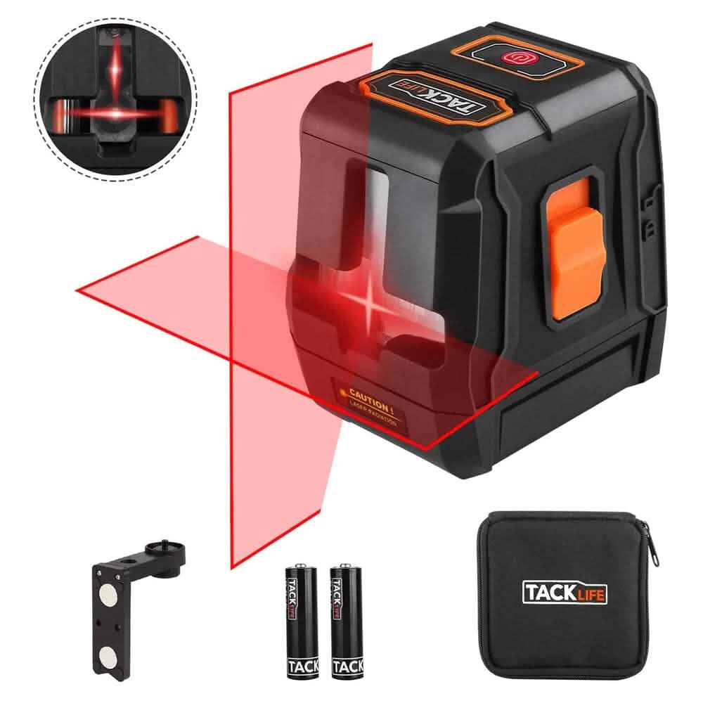 TACKLIFE 65ft Cross-Line Laser Level Horizontal and Vertical Laser Alignment - A-1 Thread Vault