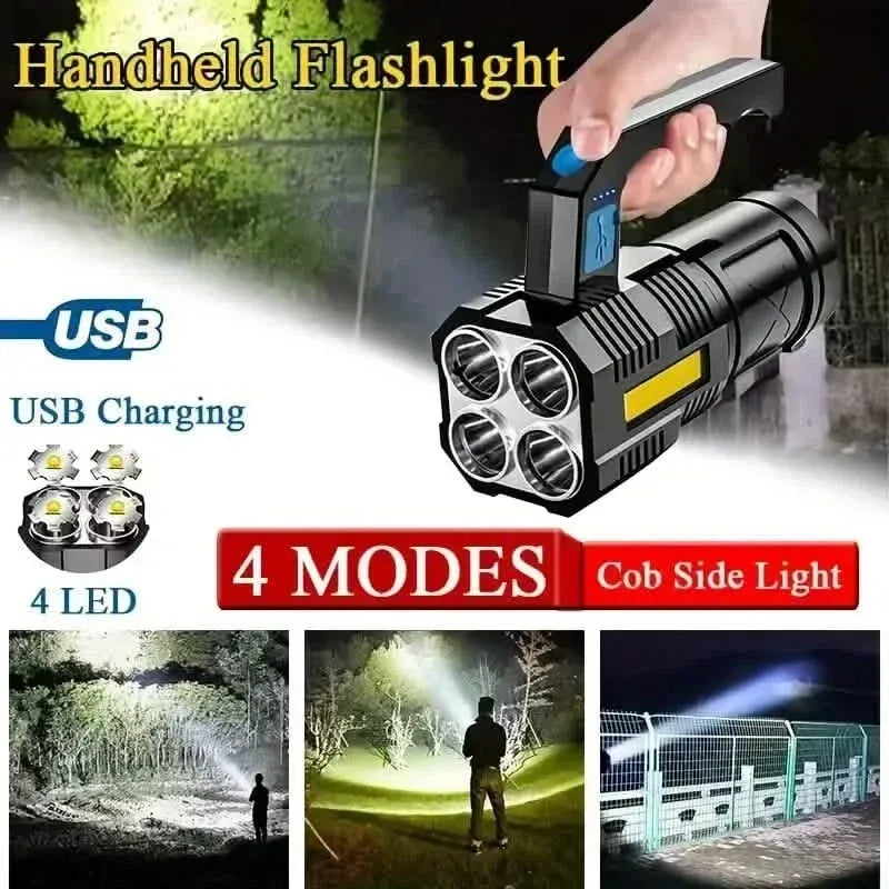 Tactical LED Flashlight, 800mAh Rechargeable Via USB, High-Power Light With 4-Mode Output - A-1 Thread Vault