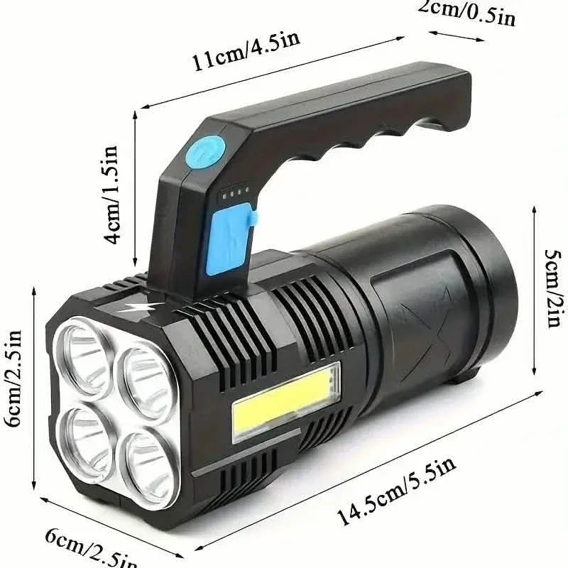 Tactical LED Flashlight, 800mAh Rechargeable Via USB, High-Power Light With 4-Mode Output - A-1 Thread Vault