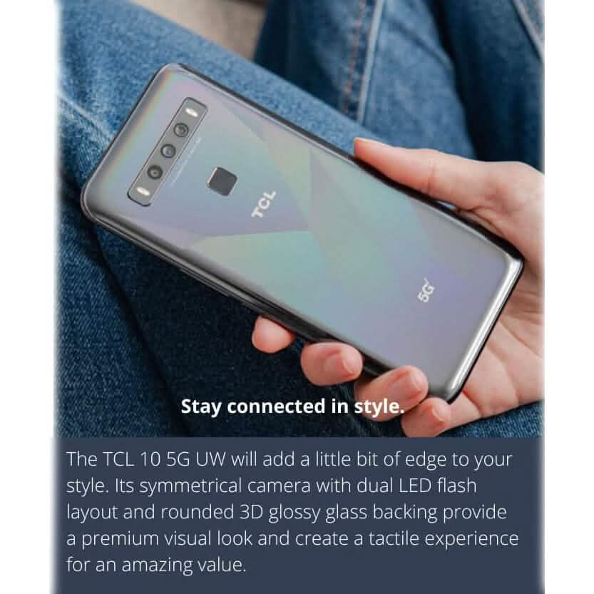 TCL 10 5G UW 128GB Smartphone Gray Verizon (Refurbished) - A-1 Thread Vault