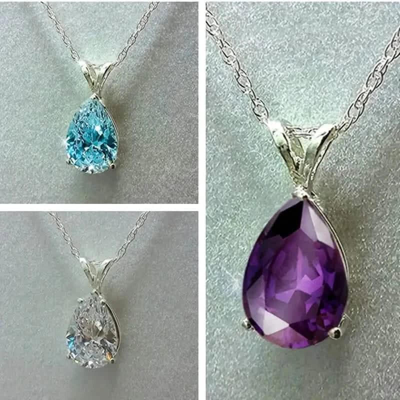 Teardrop Shaped Zirconia Pendant Copper Necklace - A-1 Thread Vault