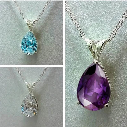 Teardrop Shaped Zirconia Pendant Copper Necklace - A-1 Thread Vault