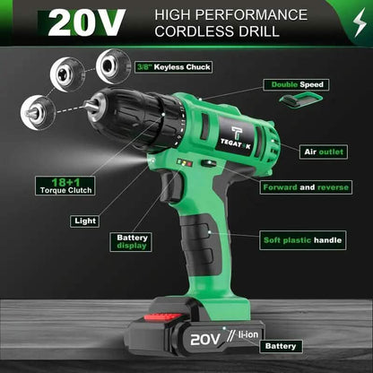 Tegatok 20V Cordless Drill Set - A-1 Thread Vault