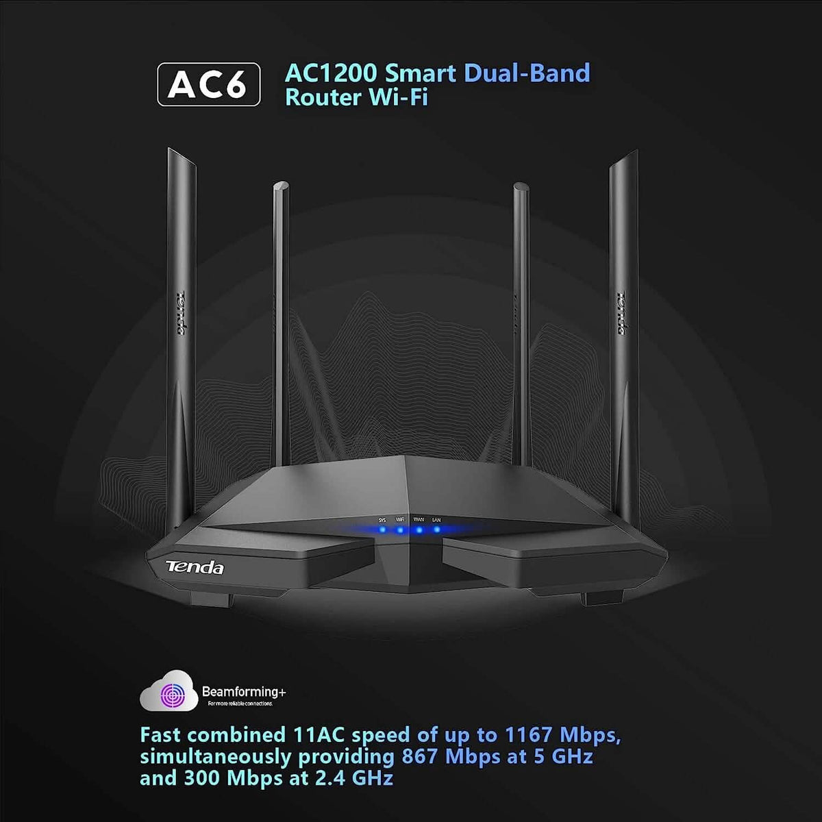 Tenda AC1200 Smart WiFi Router (Refurbished) - A-1 Thread Vault
