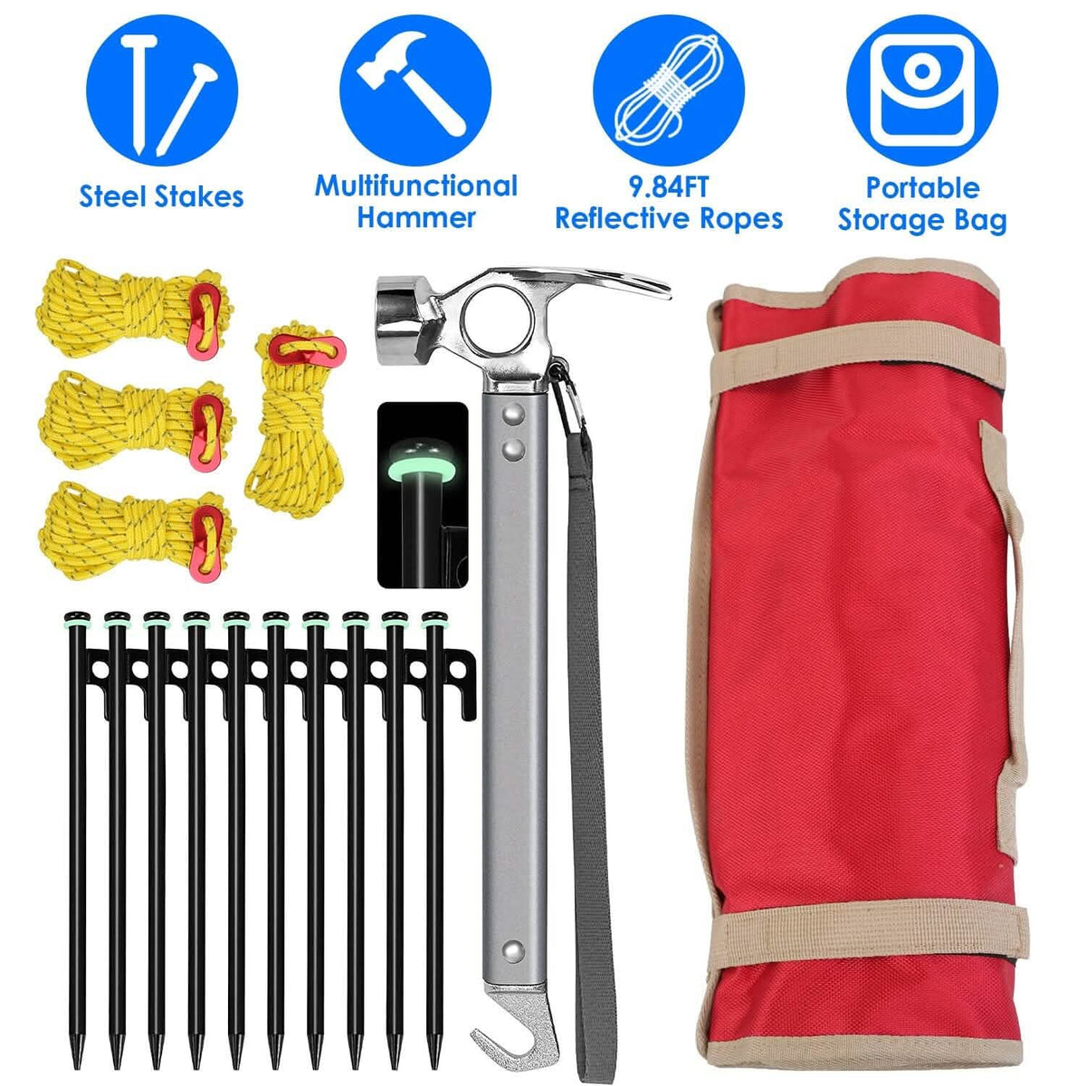 Tent Stakes Camping Hammer Set - A-1 Thread Vault