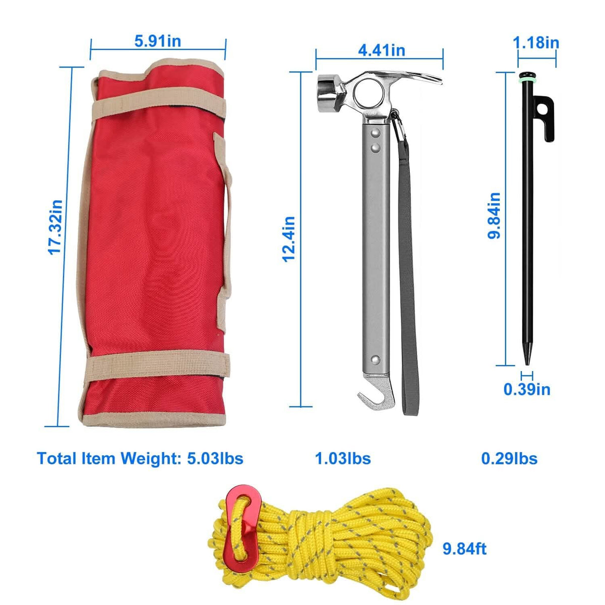 Tent Stakes Camping Hammer Set - A-1 Thread Vault