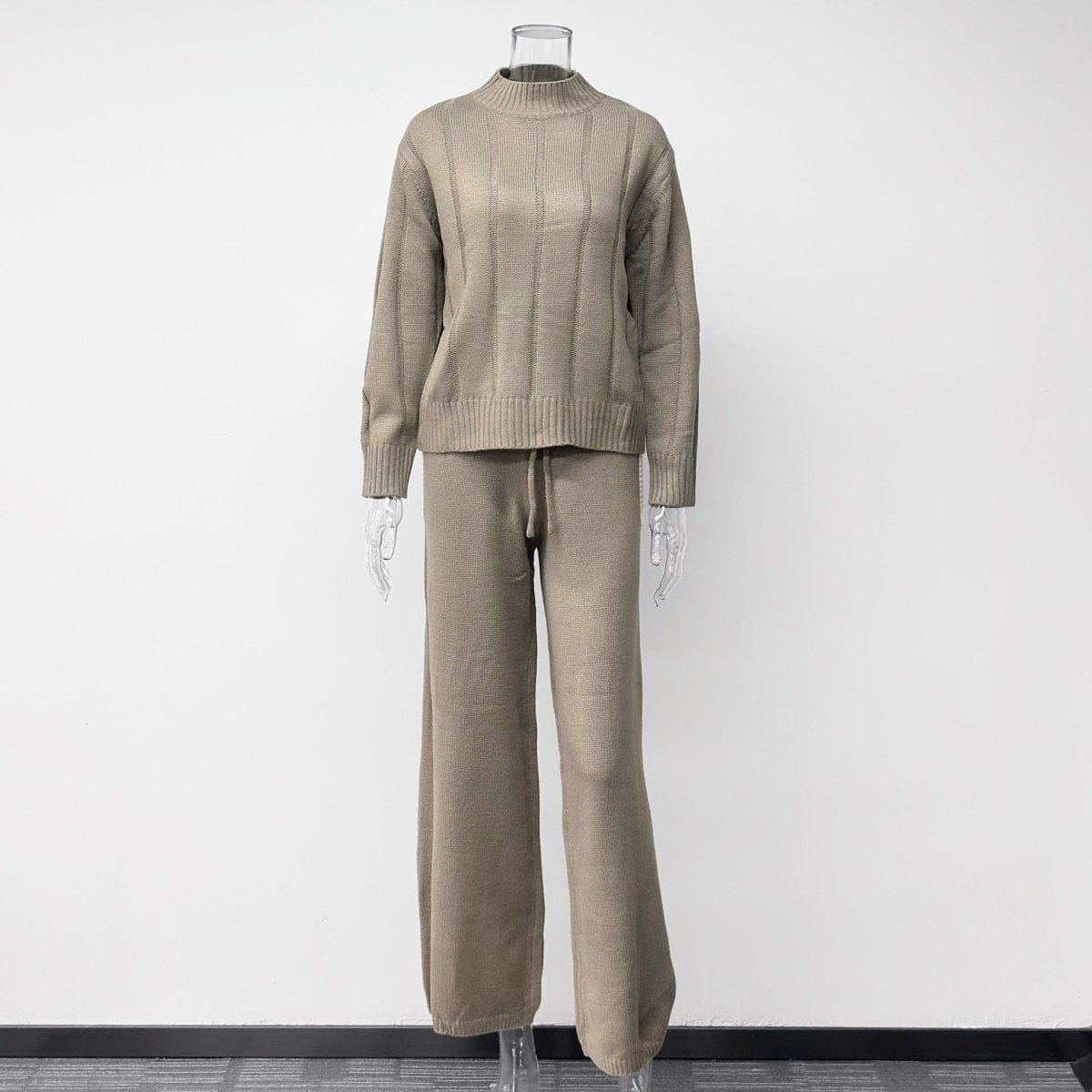 Textured Knit Sweater & Wide-Leg Trouser Set(MS448) - A-1 Thread Vault