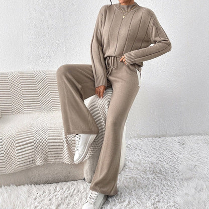 Textured Knit Sweater & Wide-Leg Trouser Set(MS448) - A-1 Thread Vault