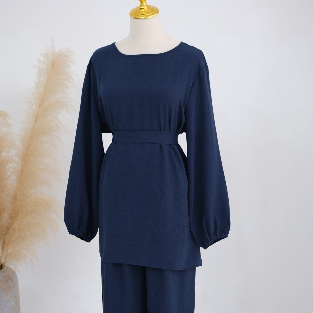 Textured Longline Top & Wide-Leg Trouser Set(MS455) - A-1 Thread Vault