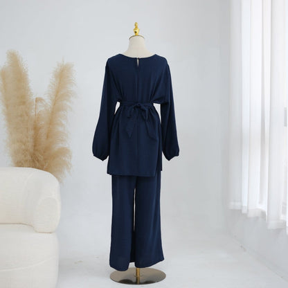 Textured Longline Top & Wide-Leg Trouser Set(MS455) - A-1 Thread Vault