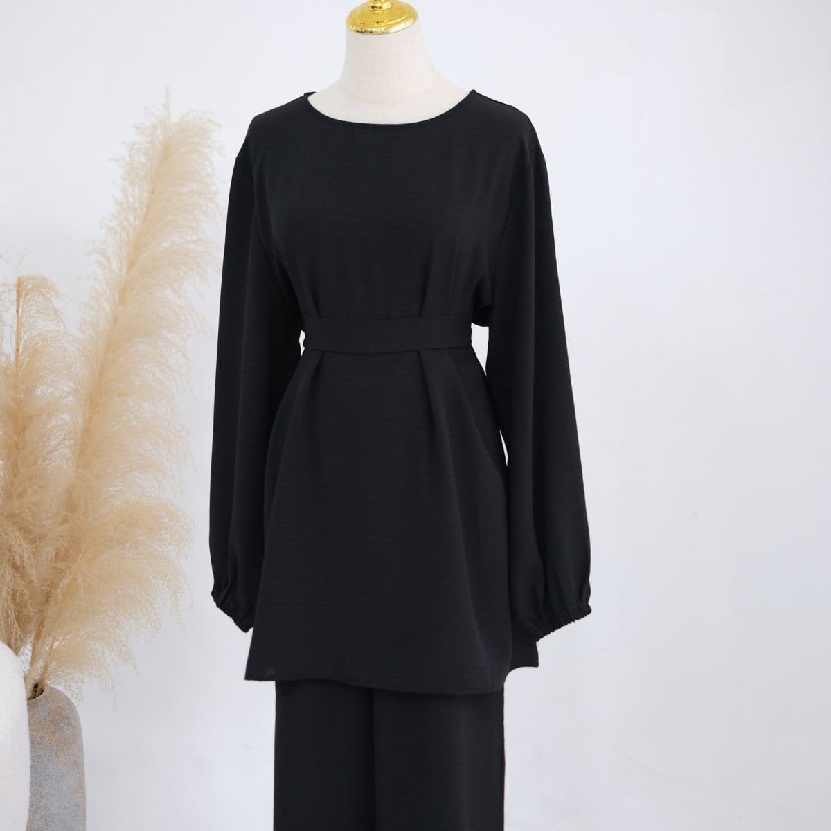 Textured Longline Top & Wide-Leg Trouser Set(MS455) - A-1 Thread Vault