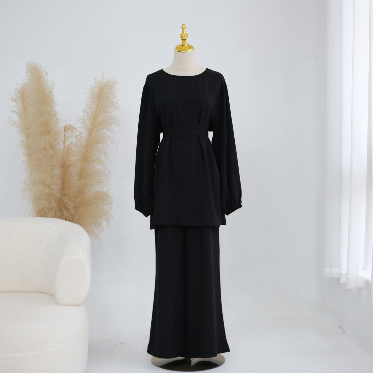 Textured Longline Top & Wide-Leg Trouser Set(MS455) - A-1 Thread Vault