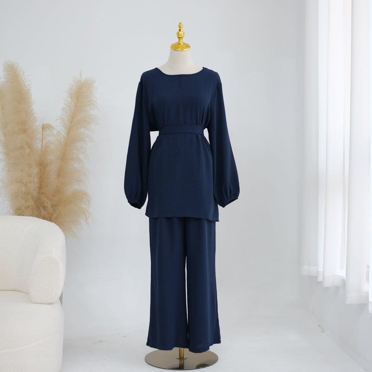 Textured Longline Top & Wide-Leg Trouser Set(MS455) - A-1 Thread Vault