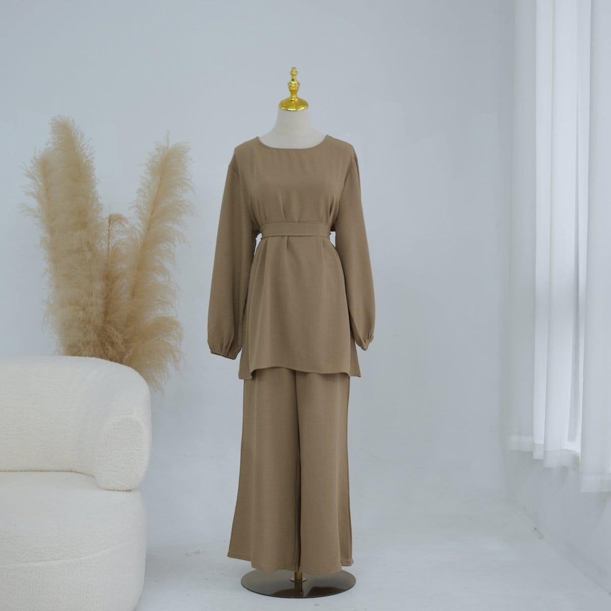 Textured Longline Top & Wide-Leg Trouser Set(MS455) - A-1 Thread Vault