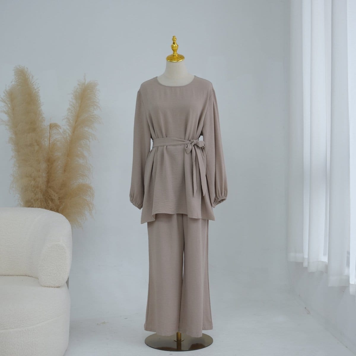 Textured Longline Top & Wide-Leg Trouser Set(MS455) - A-1 Thread Vault