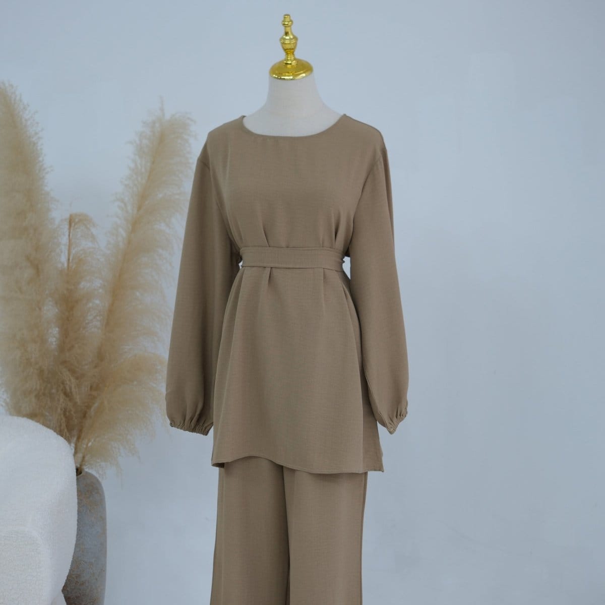 Textured Longline Top & Wide-Leg Trouser Set(MS455) - A-1 Thread Vault