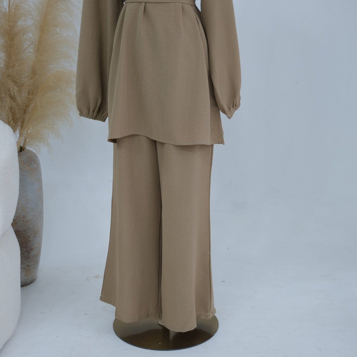Textured Longline Top & Wide-Leg Trouser Set(MS455) - A-1 Thread Vault