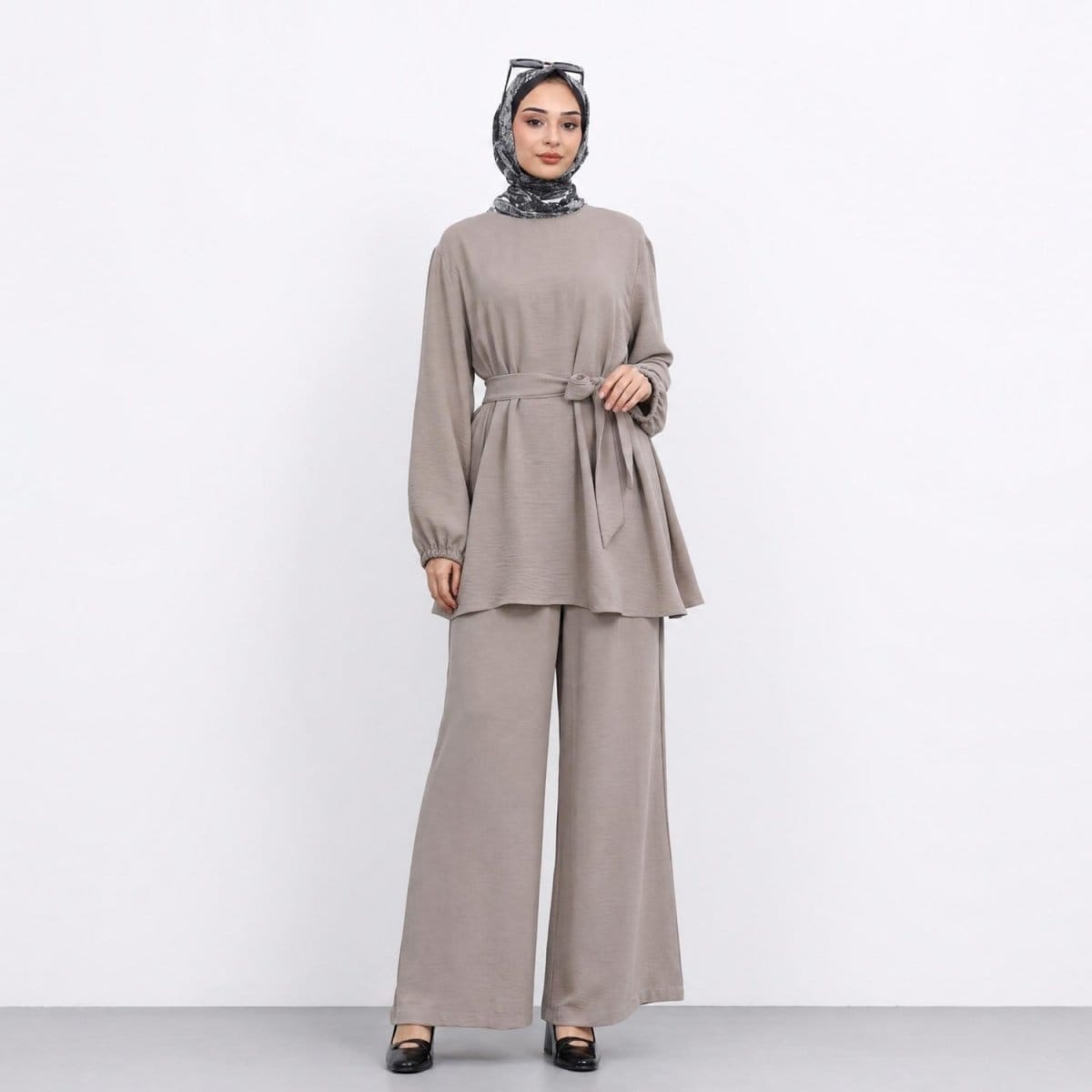 Textured Longline Top & Wide-Leg Trouser Set(MS455) - A-1 Thread Vault