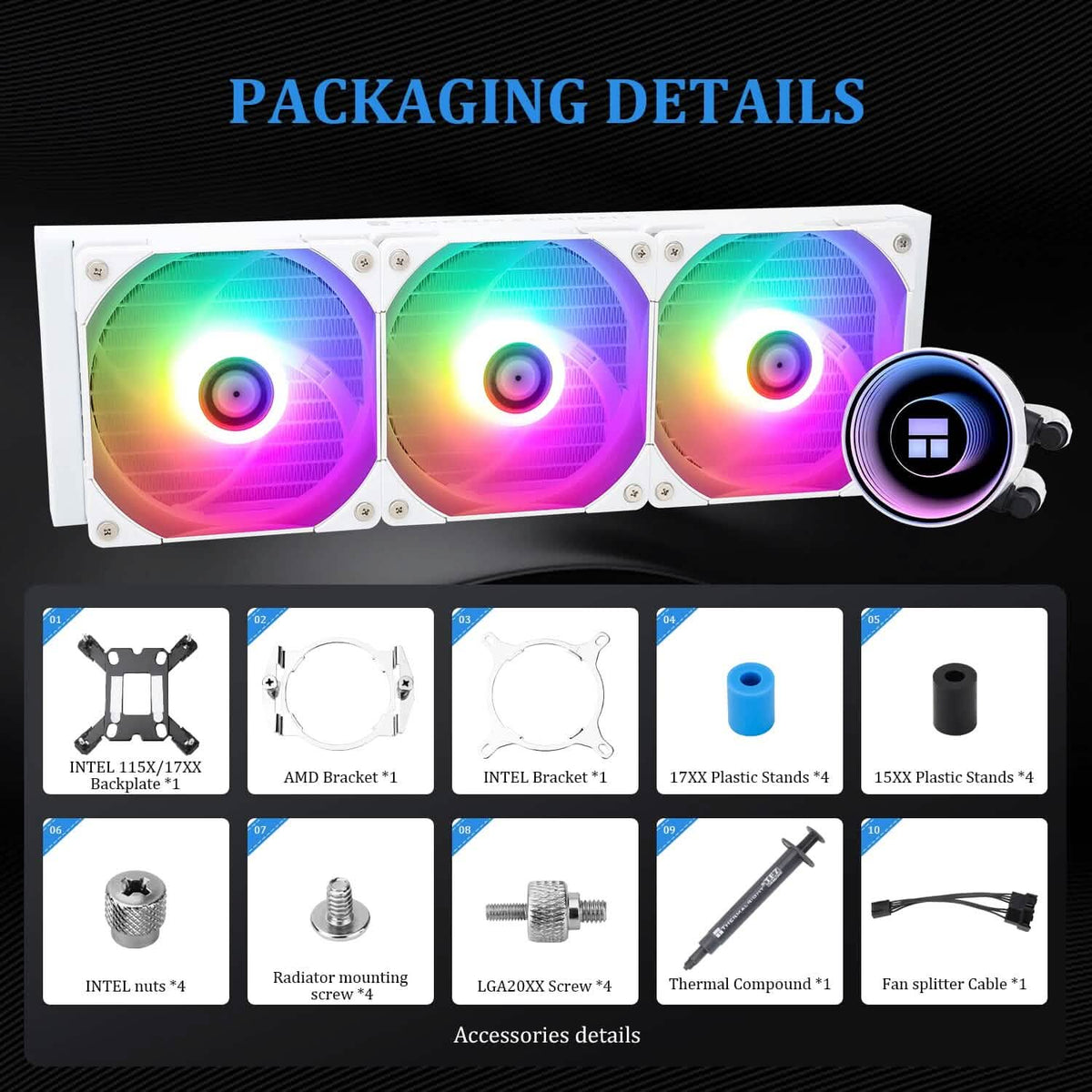 Thermalright Frozen Notte 360 White ARGB Water Cooling CPU Cooler (Refurbished) - A-1 Thread Vault