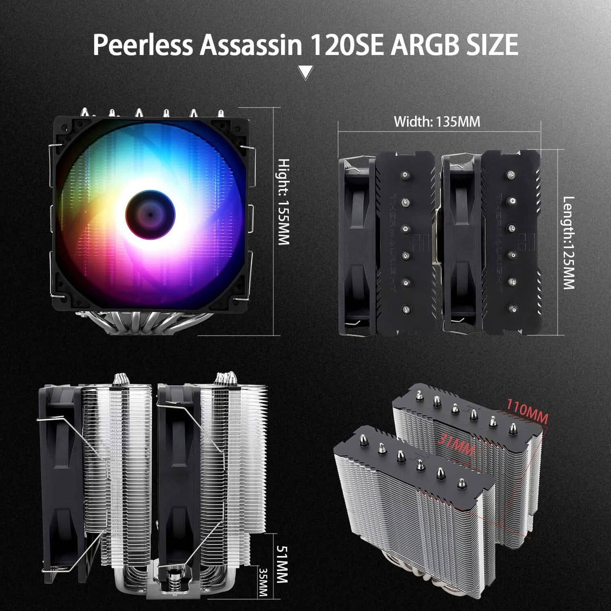 Thermalright Peerless Assassin 120 SE ARGB CPU Air Cooler (Refurbished) - A-1 Thread Vault