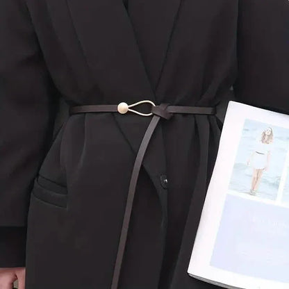 Thin Leather Belt Female Bow Leisure Belts - A-1 Thread Vault