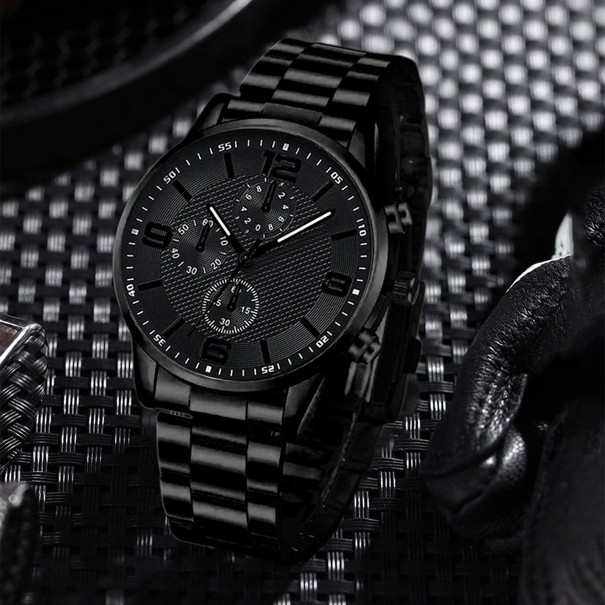 Three-Eye Digital Mens Watch Bracelet And Necklace Set - A-1 Thread Vault