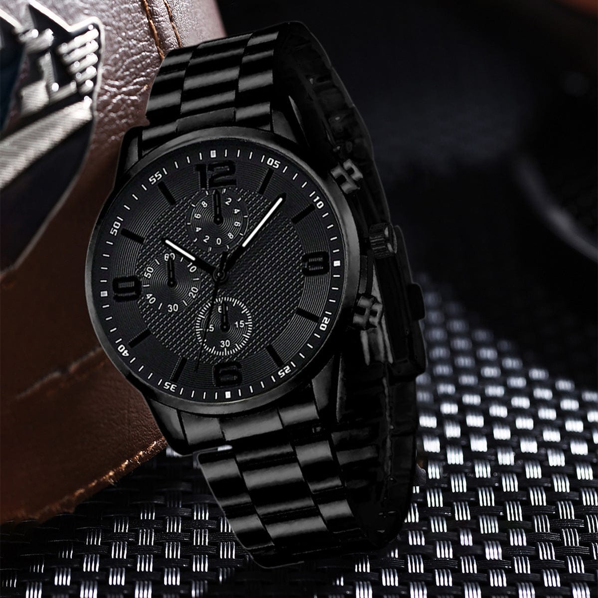 Three-Eye Digital Mens Watch Bracelet And Necklace Set - A-1 Thread Vault