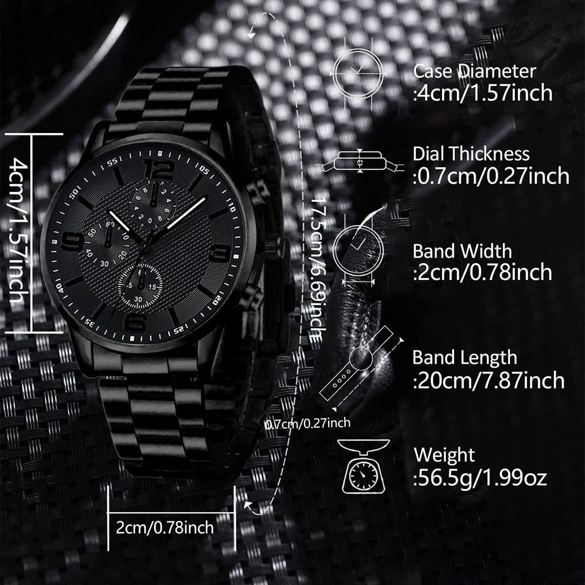 Three-Eye Digital Mens Watch Bracelet And Necklace Set - A-1 Thread Vault