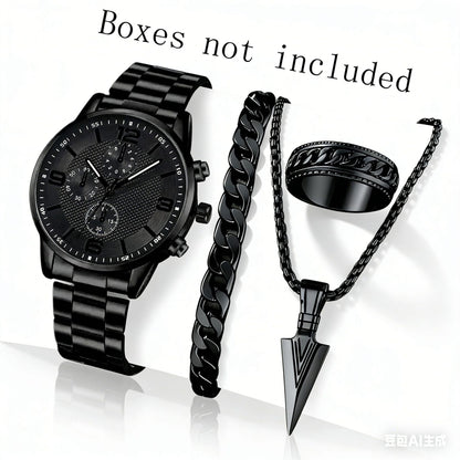 Three-Eye Digital Mens Watch Bracelet And Necklace Set - A-1 Thread Vault