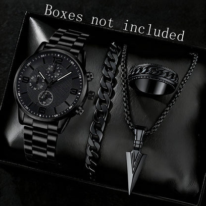 Three-Eye Digital Mens Watch Bracelet And Necklace Set - A-1 Thread Vault