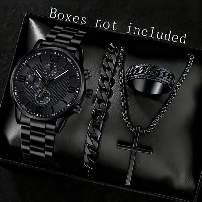 Three-Eye Digital Mens Watch Bracelet And Necklace Set - A-1 Thread Vault