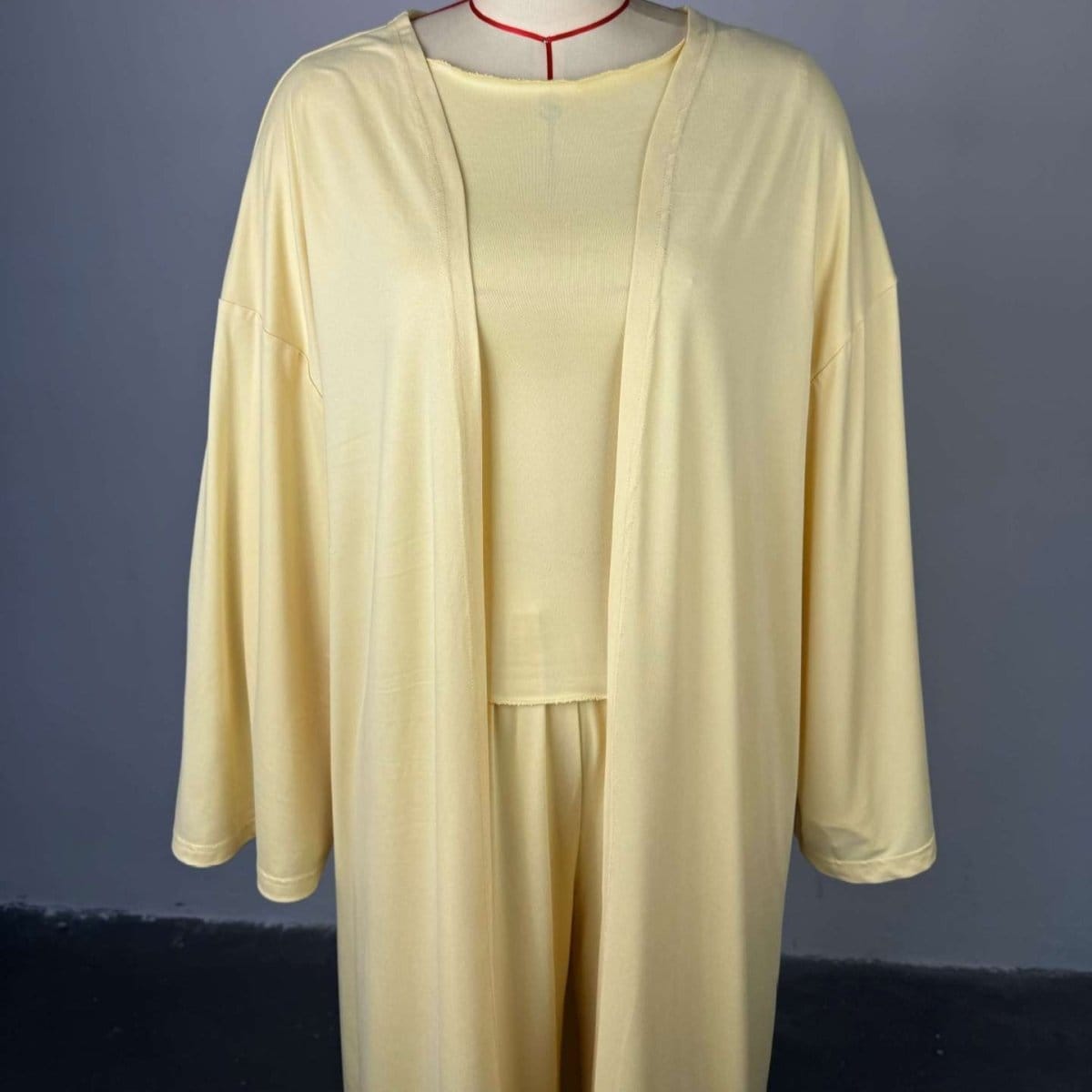 Three-Piece Cape Cardigan Set | Crop Top & Wide-Leg Pants Outfit(MS258) - A-1 Thread Vault