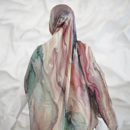 Tie-Dye Watercolor Print Satin Hijab Scarf(MH212) - A-1 Thread Vault