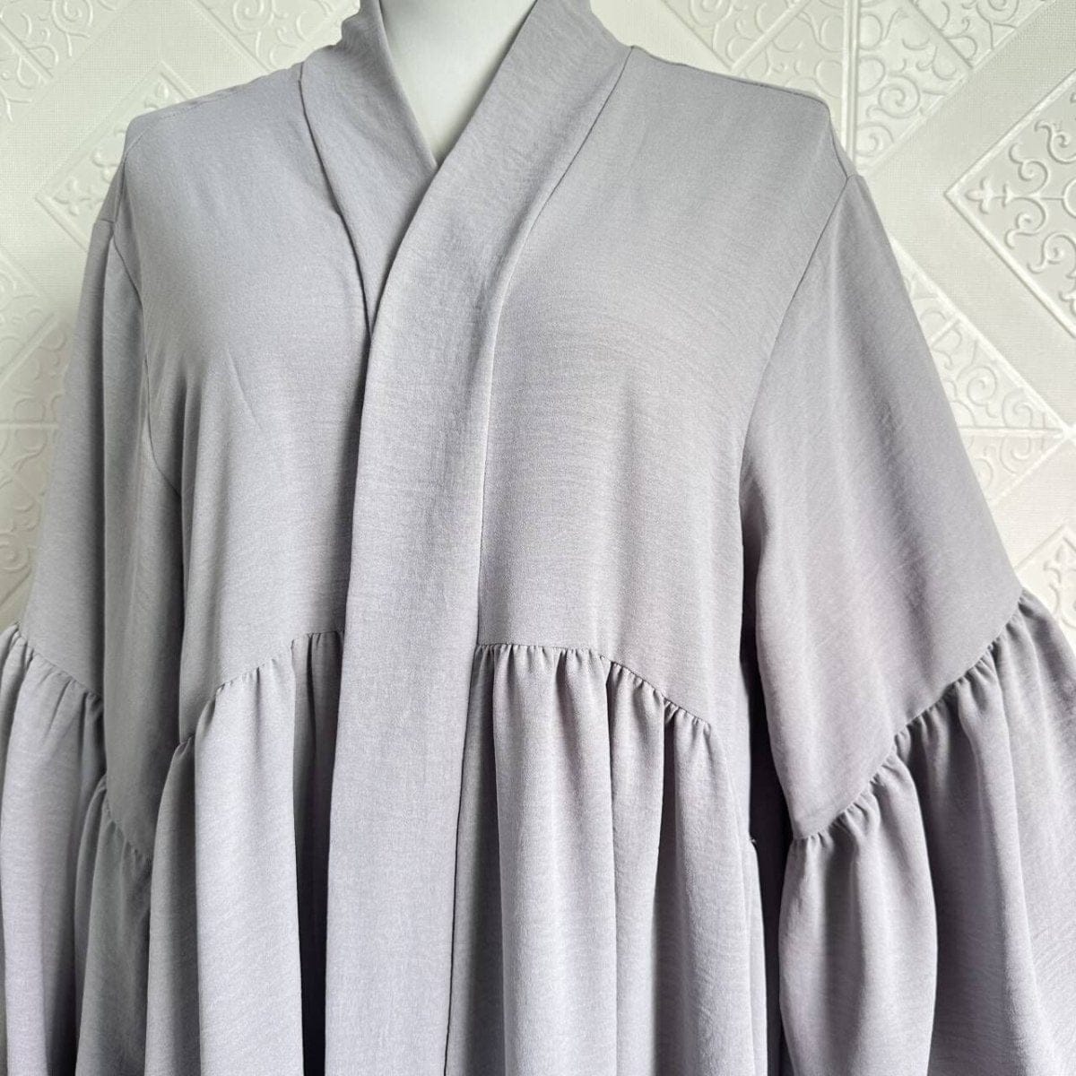 Tiered Bell Sleeve Open Abaya (MOA298) - A-1 Thread Vault