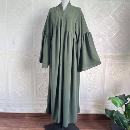 Tiered Bell Sleeve Open Abaya (MOA298) - A-1 Thread Vault