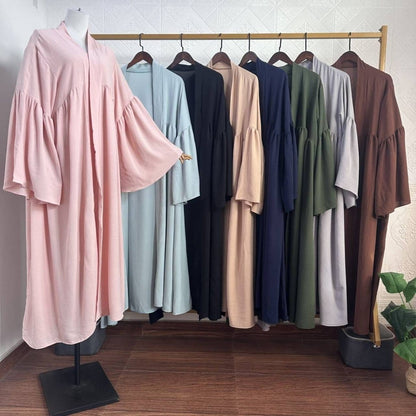 Tiered Bell Sleeve Open Abaya (MOA298) - A-1 Thread Vault