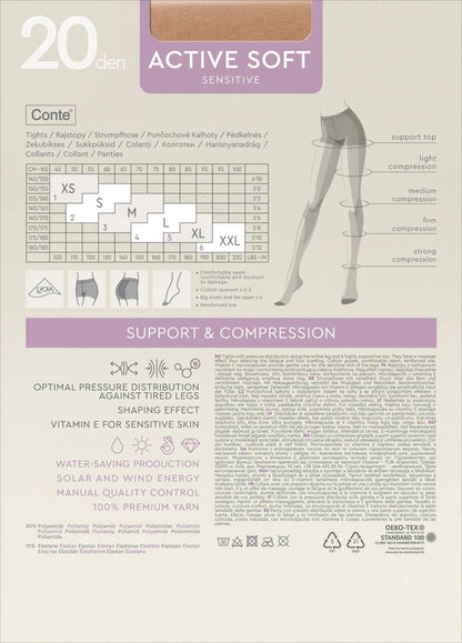 Tights Conte Active Soft 20 Den - Shaping Support with Vitamin E - A-1 Thread Vault