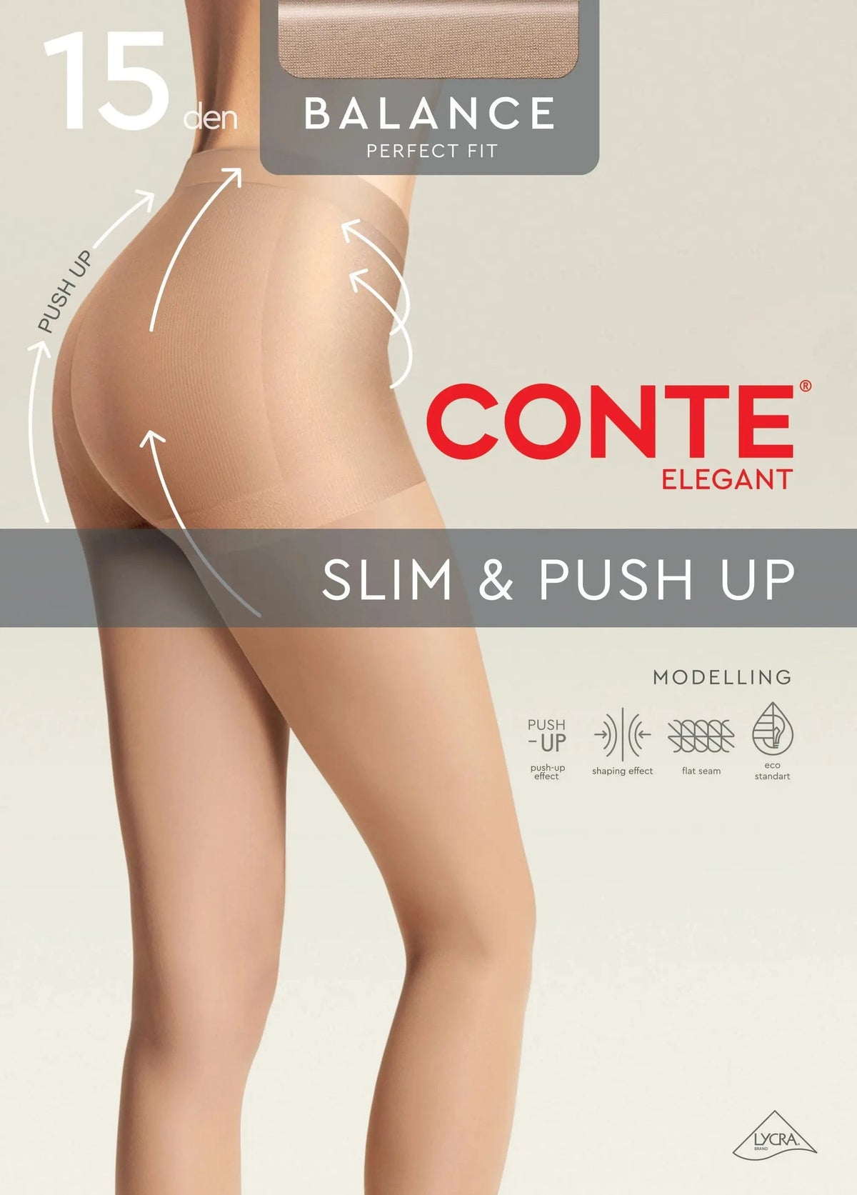 Tights Conte Balance 15 Den - Push-Up Effect - A-1 Thread Vault