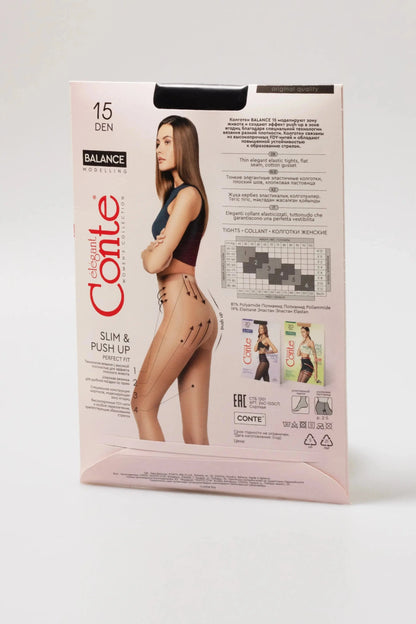 Tights Conte Balance 15 Den - Push-Up Effect - A-1 Thread Vault