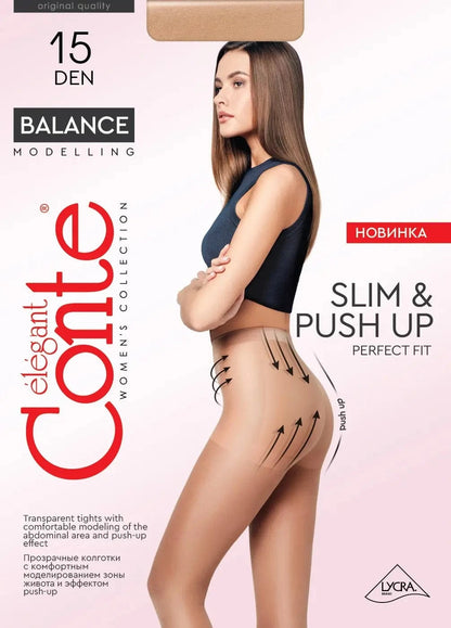 Tights Conte Balance 15 Den - Push-Up Effect - A-1 Thread Vault