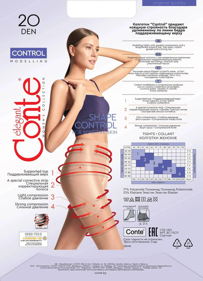 Tights Conte Control 20 Den - Ultra Slimming - A-1 Thread Vault