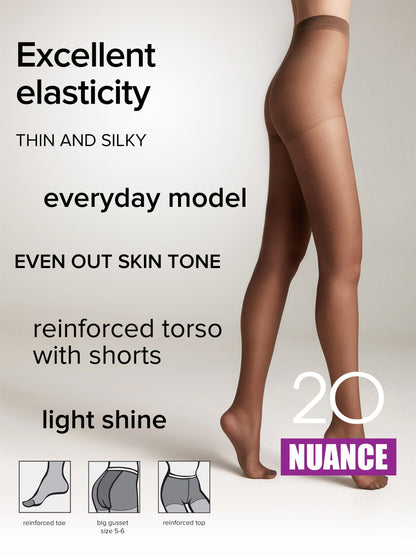 Tights Conte Nuance 20 Den - Reinforced Shorts - A-1 Thread Vault