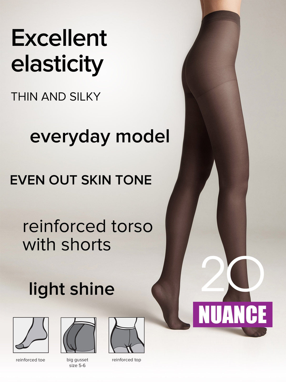 Tights Conte Nuance 20 Den - Reinforced Shorts - A-1 Thread Vault
