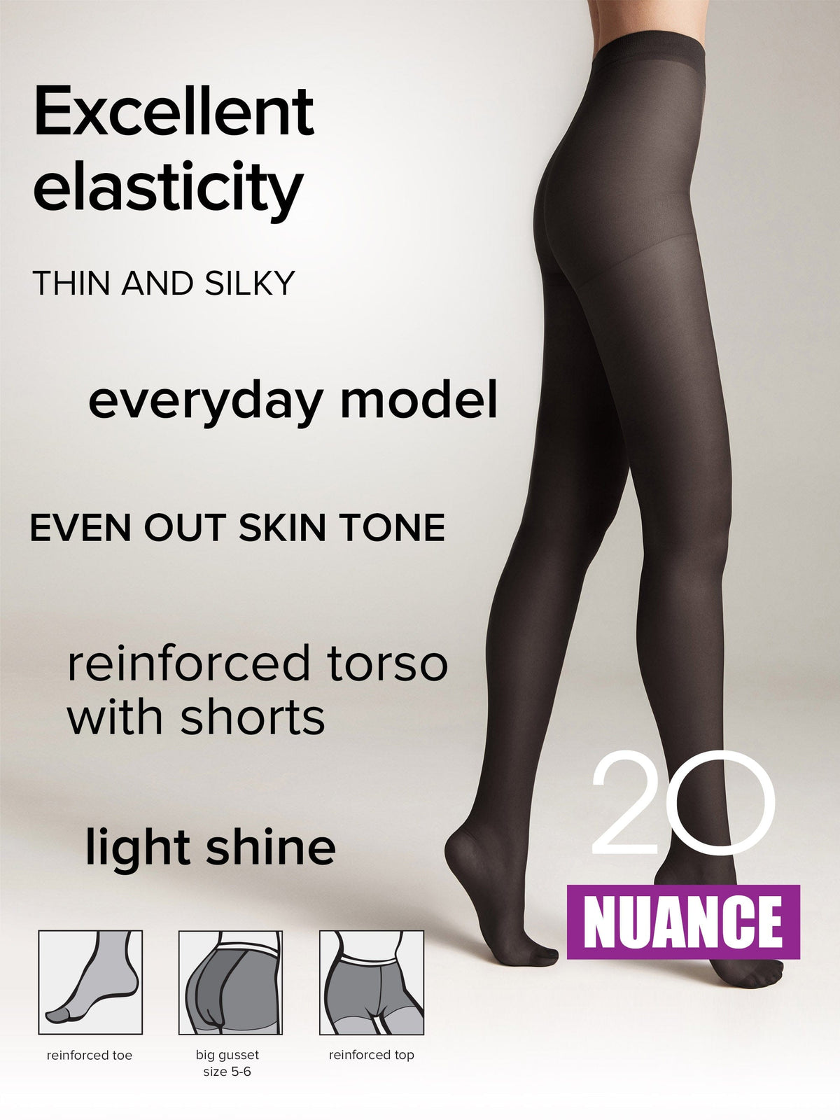 Tights Conte Nuance 20 Den - Reinforced Shorts - A-1 Thread Vault