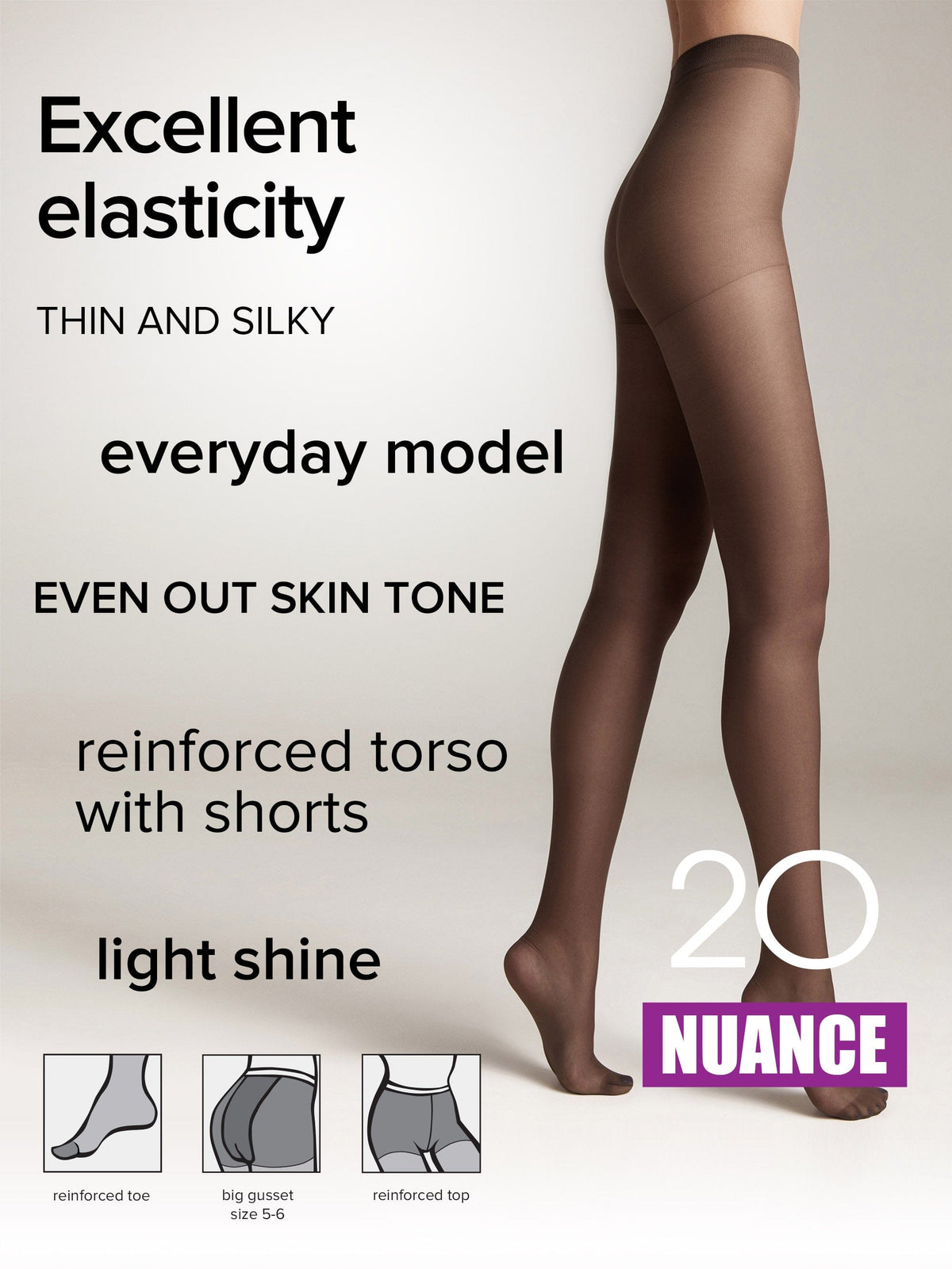 Tights Conte Nuance 20 Den - Reinforced Shorts - A-1 Thread Vault