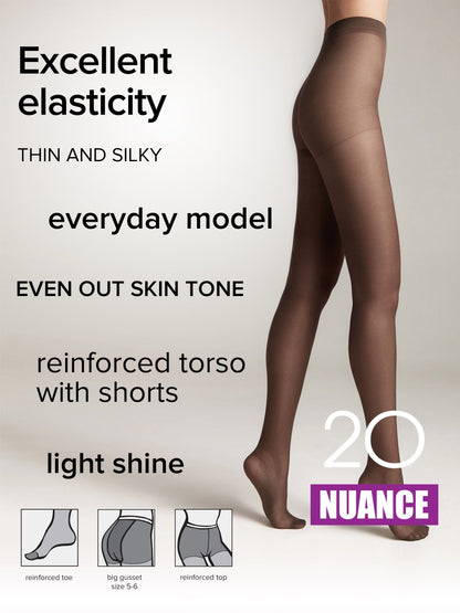 Tights Conte Nuance 20 Den - Reinforced Shorts - A-1 Thread Vault