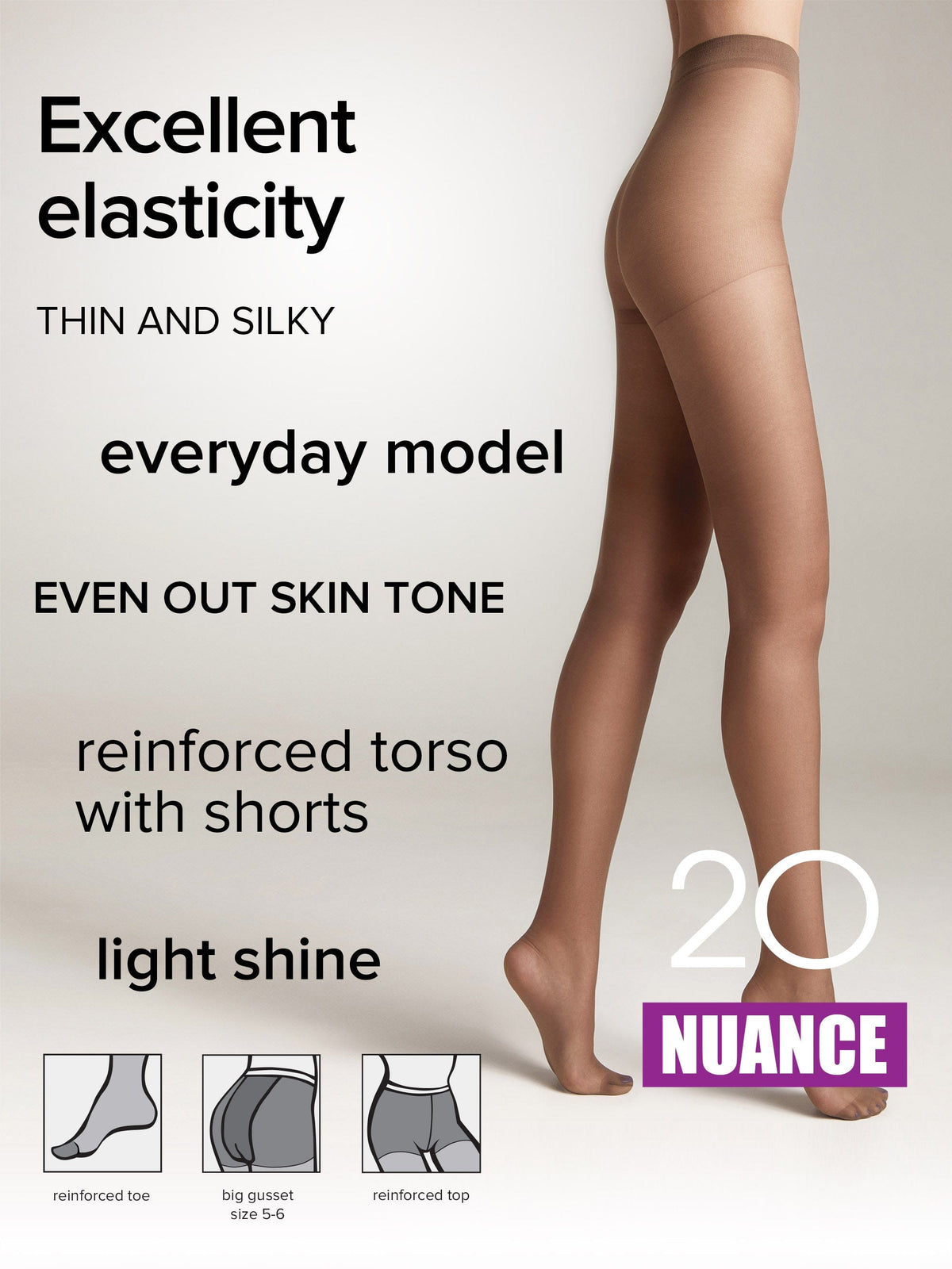 Tights Conte Nuance 20 Den - Reinforced Shorts - A-1 Thread Vault